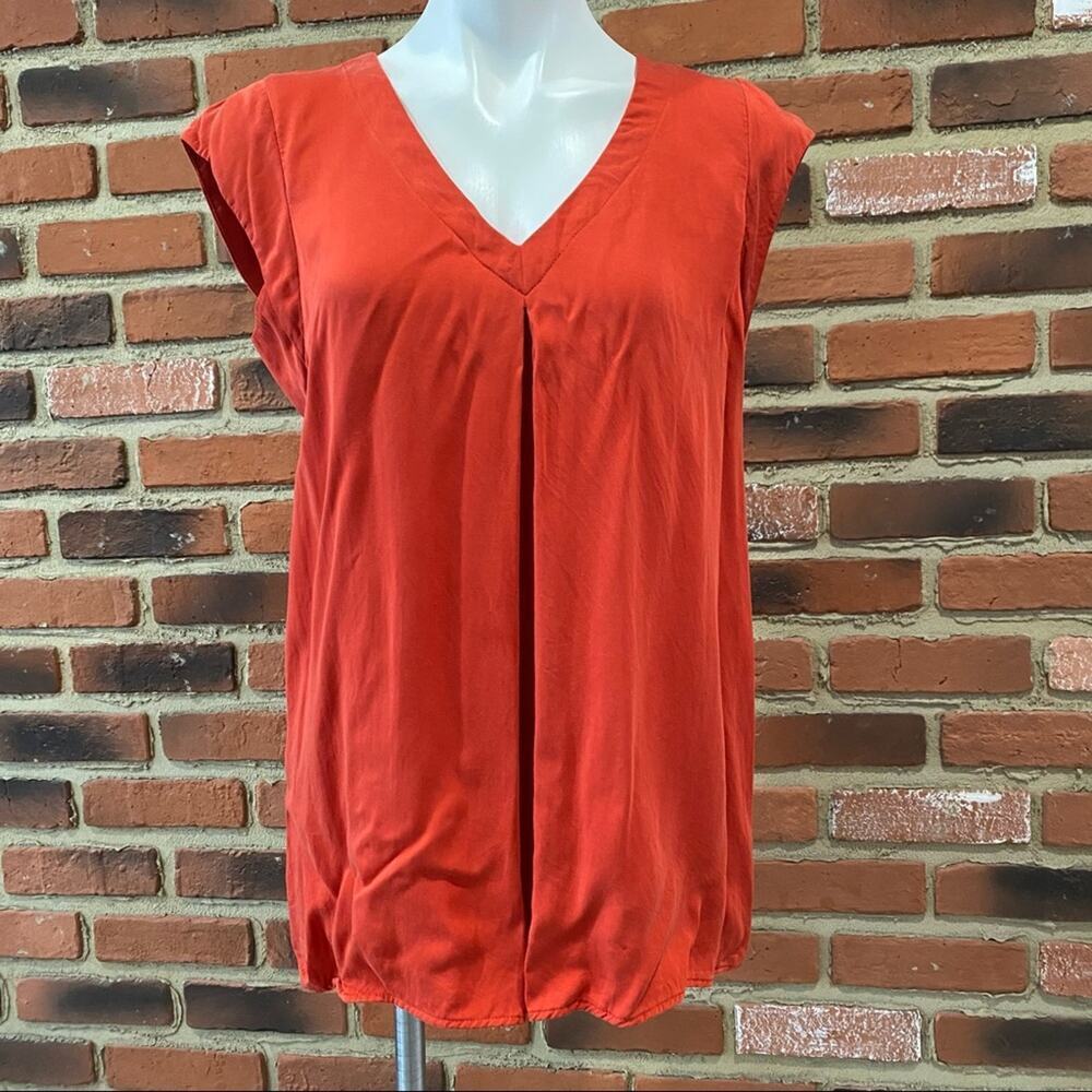 Maeve Cut Out Blouse Sz M Women's Orange Short Sleeve Blouse